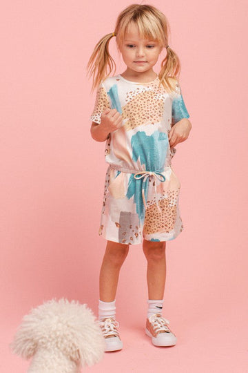 Kids Cream Watercolor Animal Romper