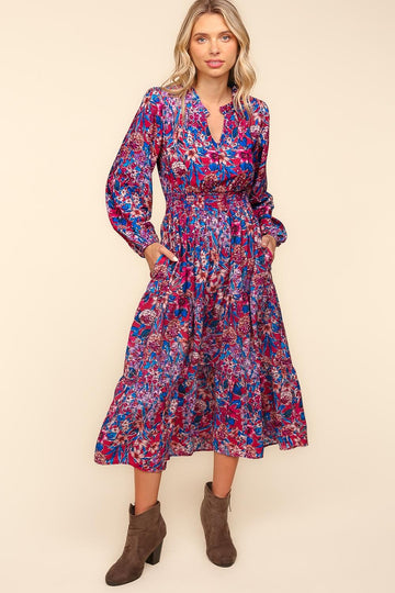 Hem Notch Neck Maxi Length with Side Pockets