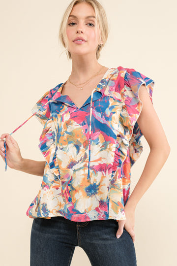Plus Floral Print Woven Top