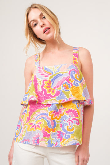 Yellow Floral Paisley Tank