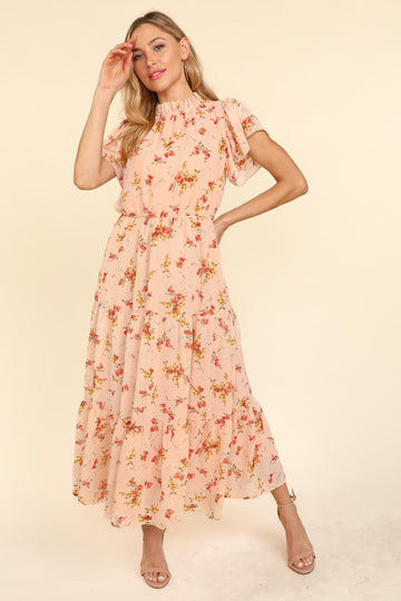 Plus Floral Chiffon Maxi Fully Lined Dress