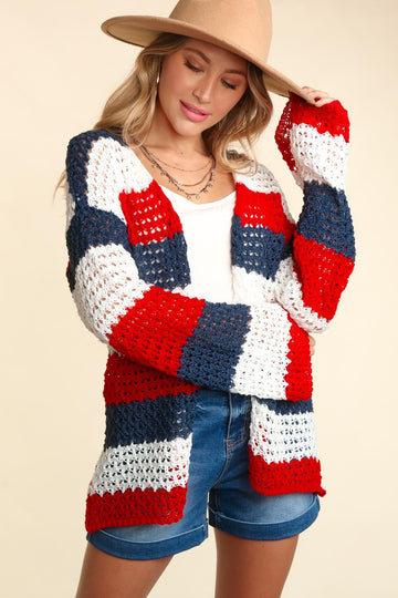 Long Sleeve Multicolor Stripe Cardigan