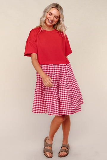 FRENCH TERRY TWOFER BABYDOLL DRESS