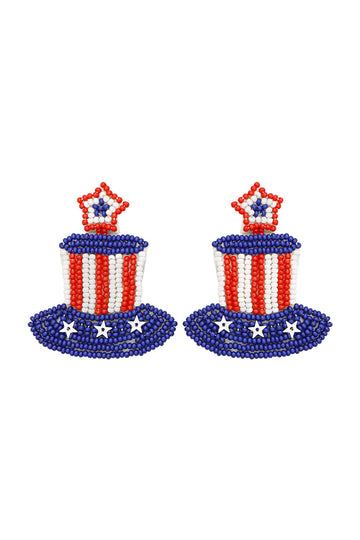 Patriotic Amertican Bald Eagle Beaded Earrings (Open Pack)