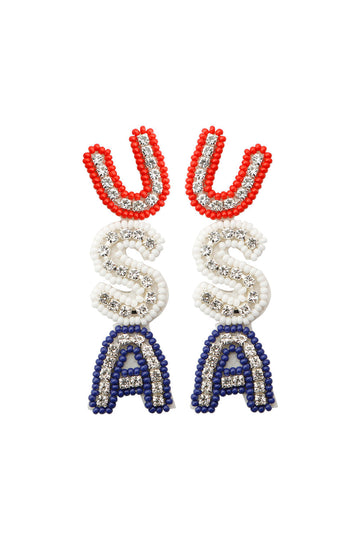 USA Beads & Rhinestones Dangle Earrings (Open Pack)