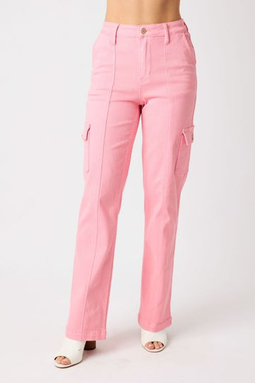 Judy Blue Plus Size Pink High Rise Cargo Straight Pants