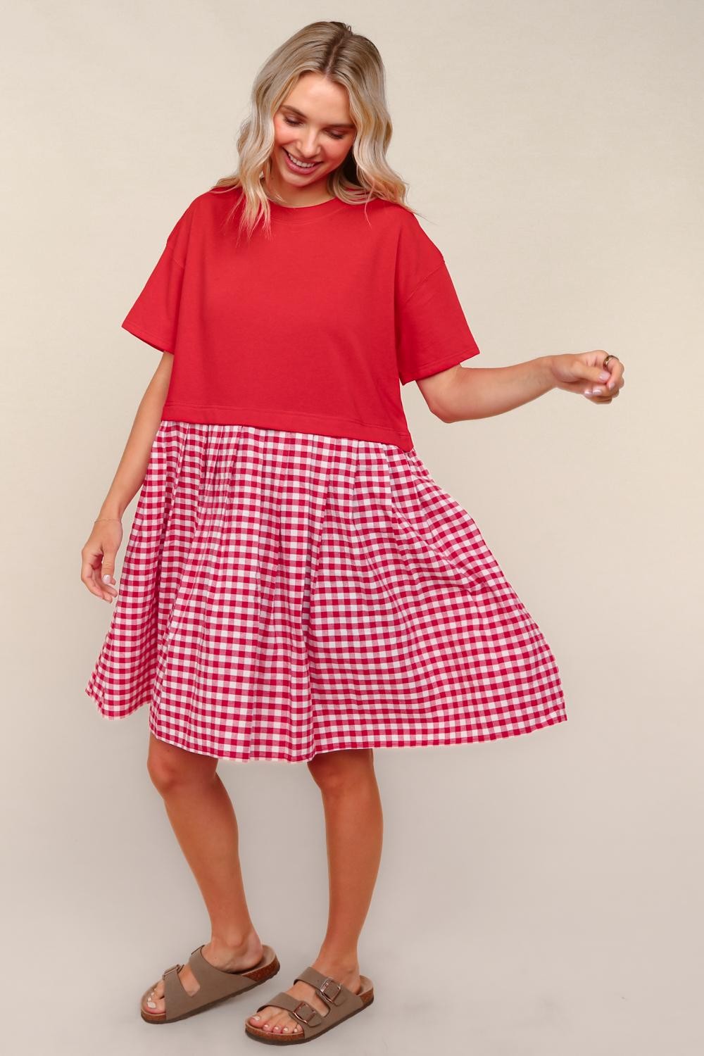 PLUS FRENCH TERRY TWOFER BABYDOLL DRESS
