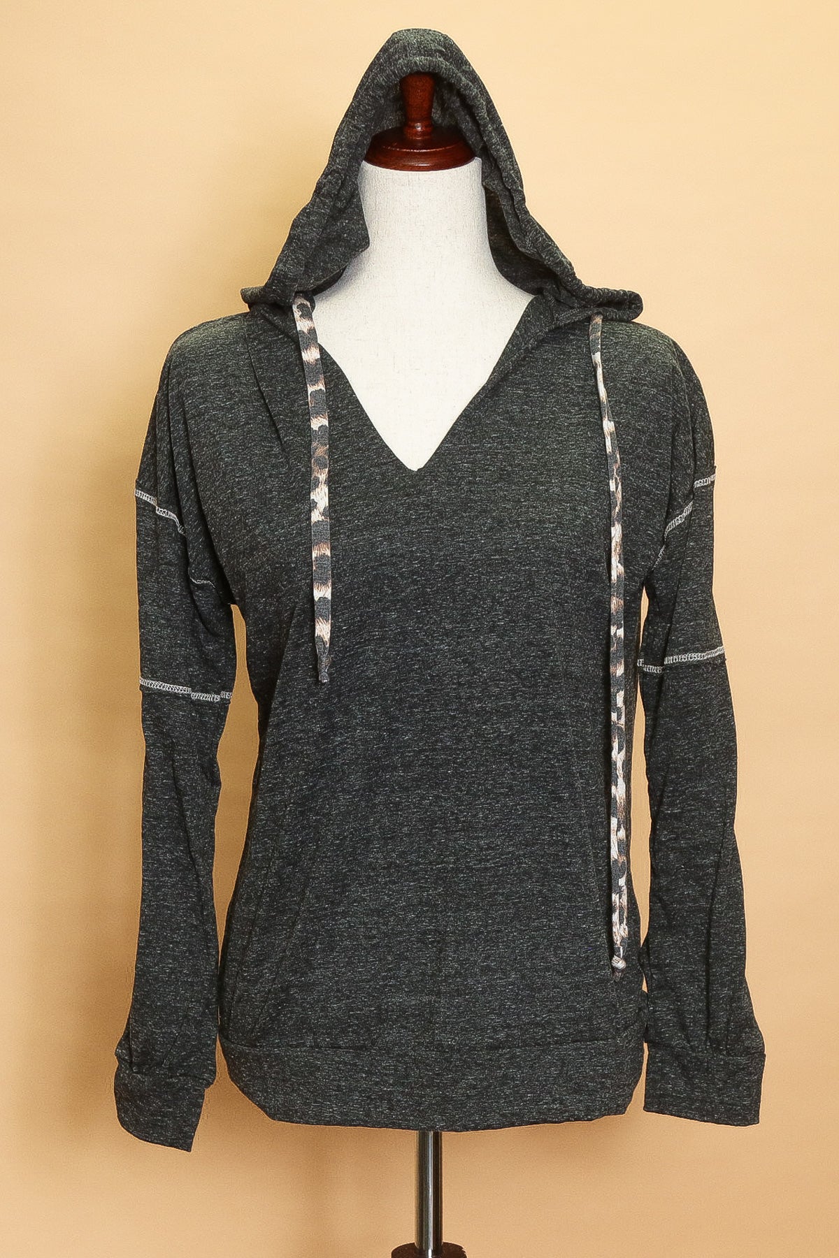 Heather Grey Animal Tie Hoodie