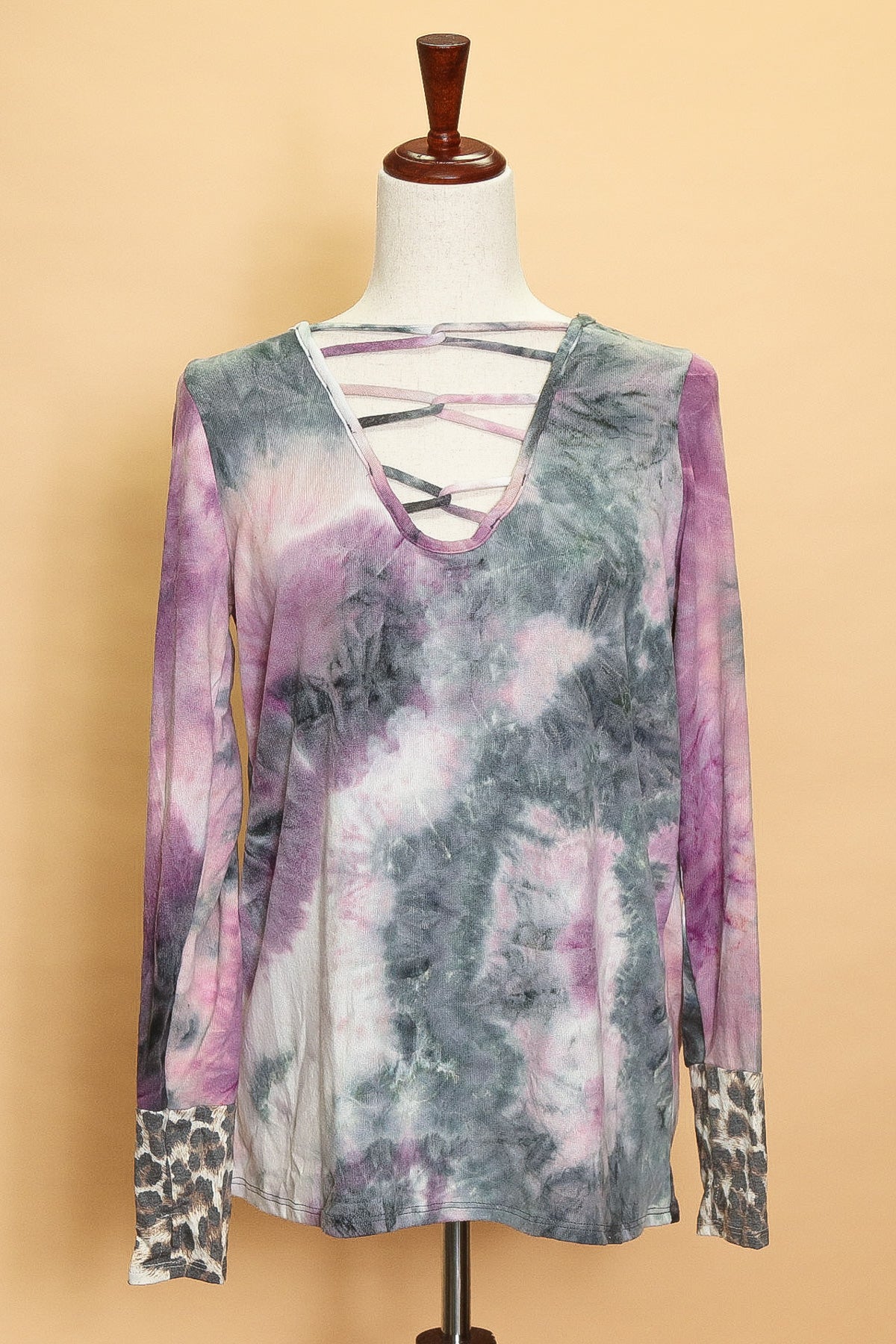 Tie Dye Animal Cuff V Neck