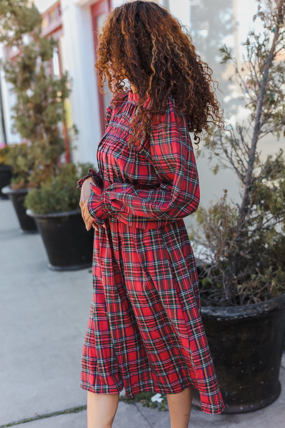 All I Want Hunter Red Plaid Check Woven Pocketed Dress (Open Pack)