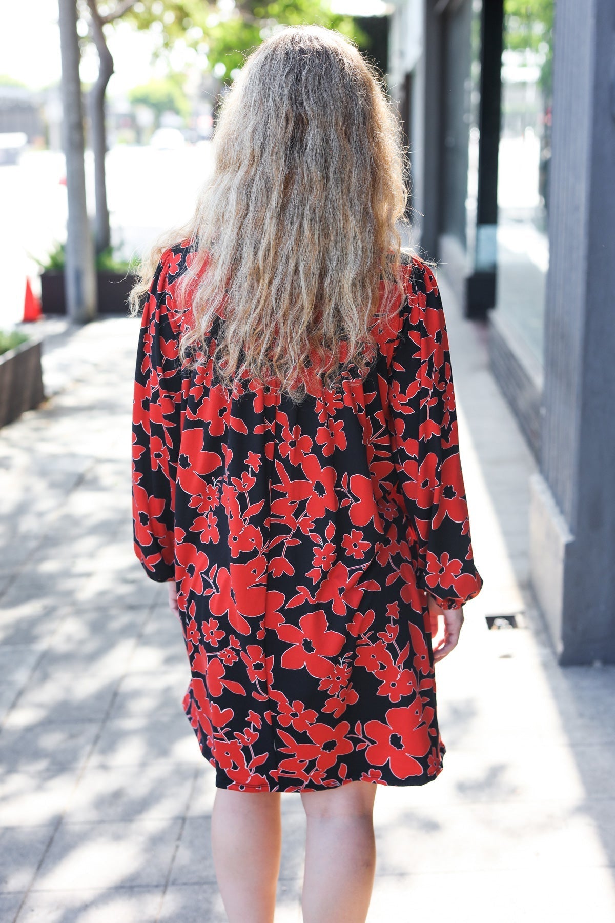 Boldly You Rust & Black Floral Print Front Tie Dress (Open Pack)