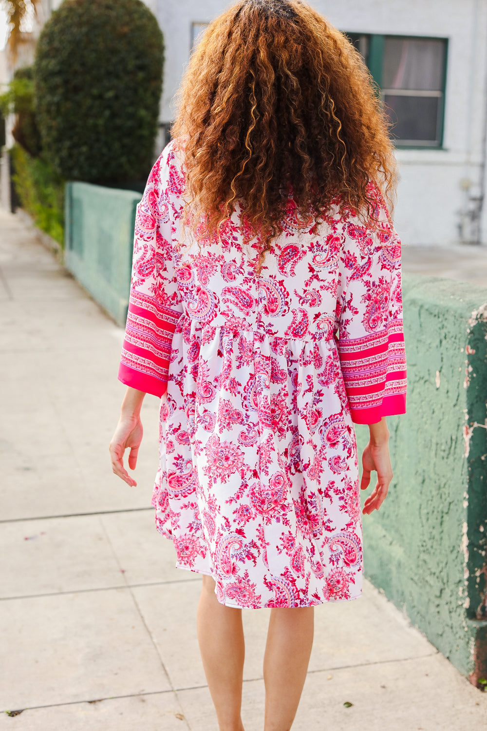 Let's Meet Up Red & Pink Paisley Drop Shoulder Kimono Dress (Open Pack)
