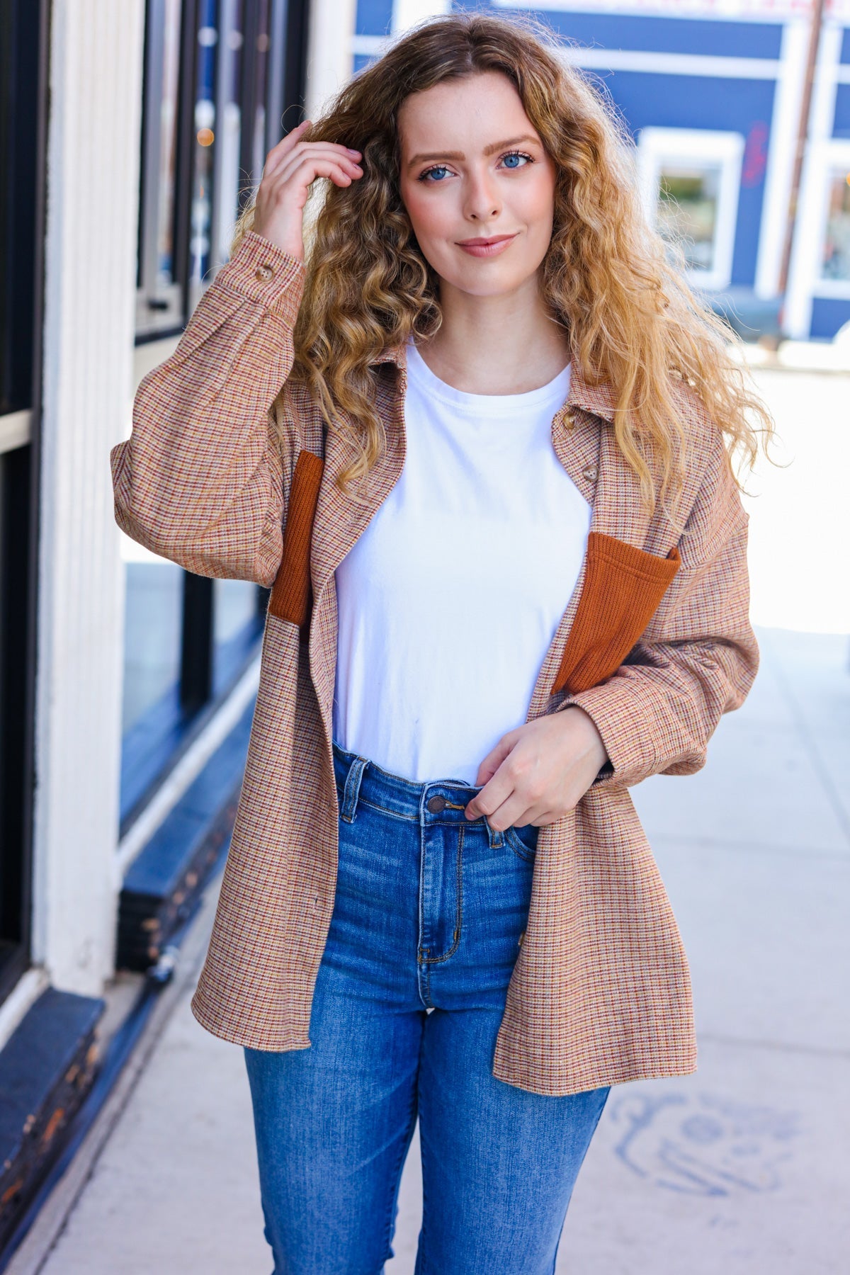 Start You Day Rust Flannel Plaid Oversized Shacket (Open Pack)