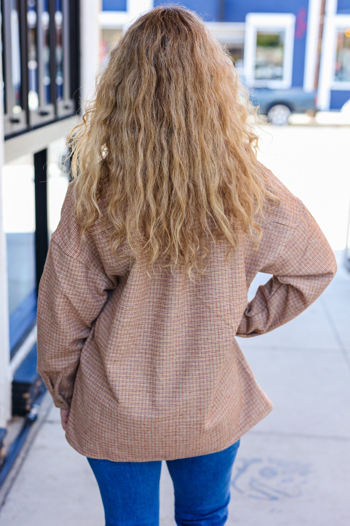 Start You Day Rust Flannel Plaid Oversized Shacket (Open Pack)