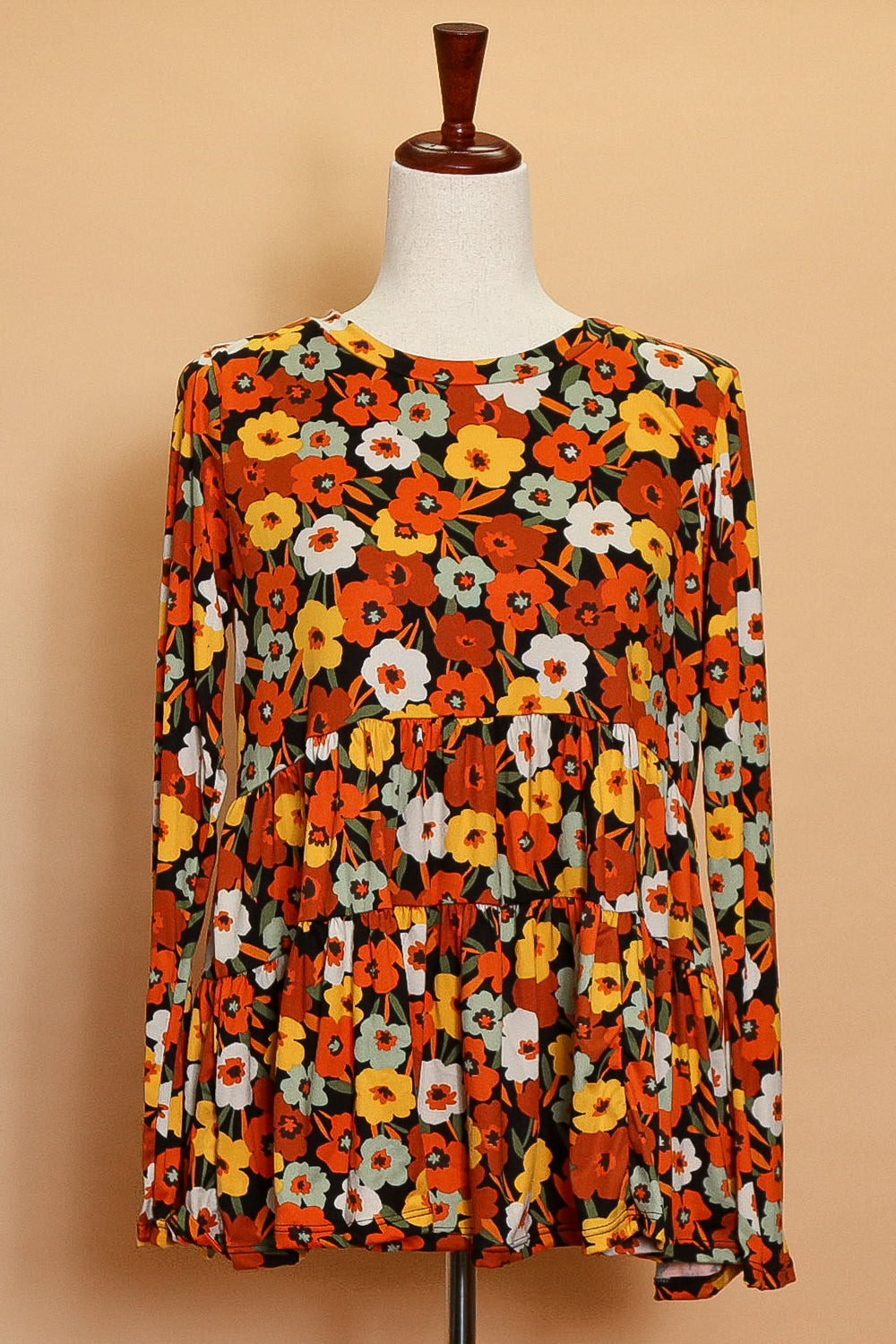 Vibrant Floral Tiered Blouse