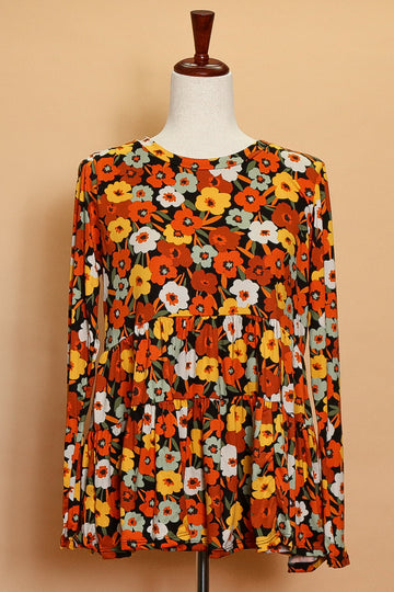 Vibrant Floral Tiered Blouse