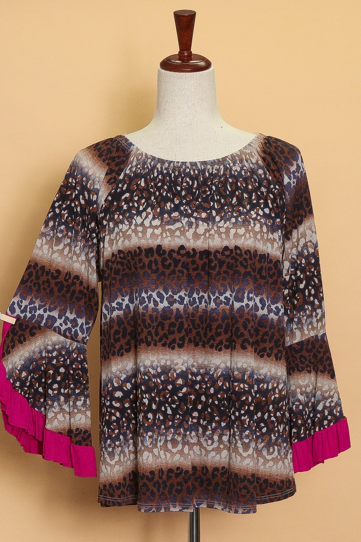 Animal Fuchsia Trim Blouse