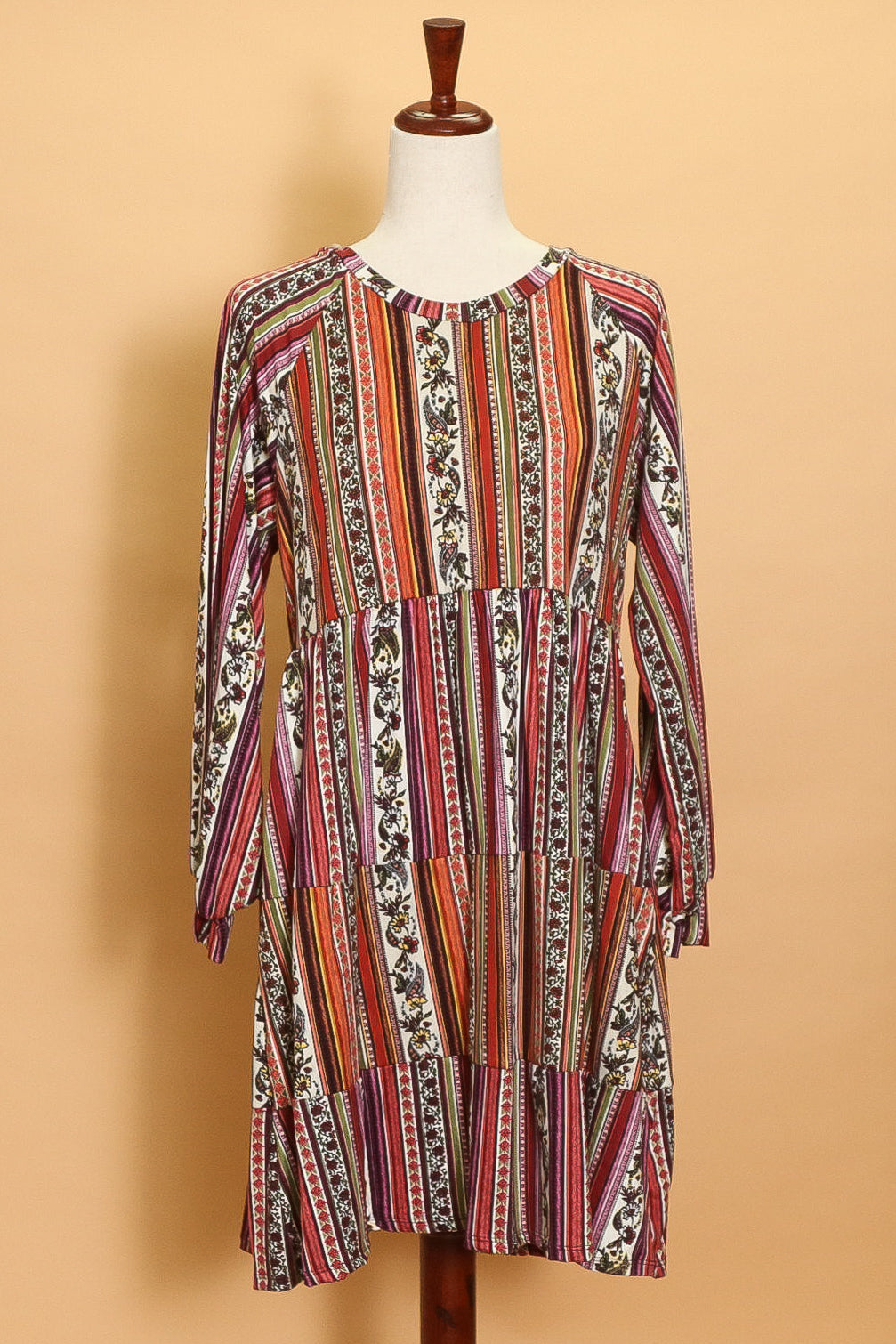 Paisley Tiered Striped Dress (5pc)