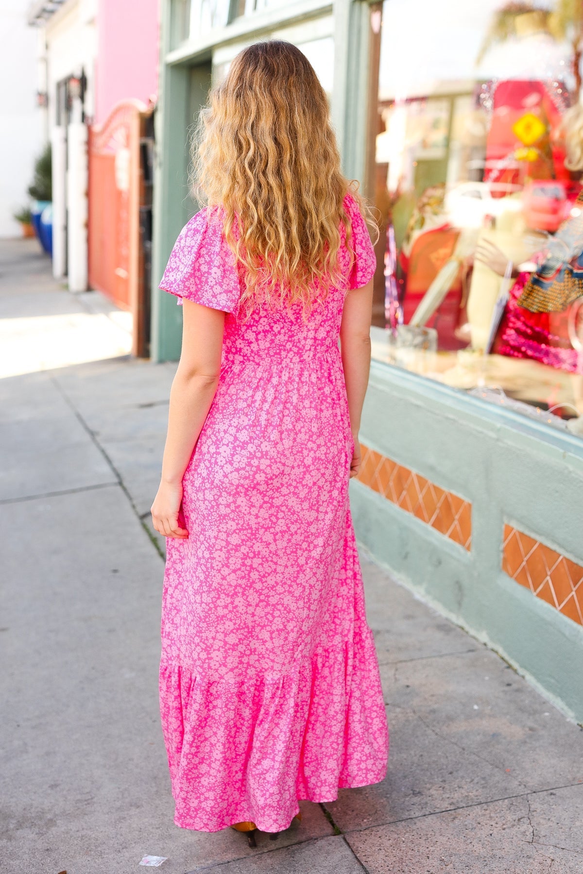 Perfectly You Fuchsia Ditzy Floral Fit & Flare Maxi Dress (Open Pack)