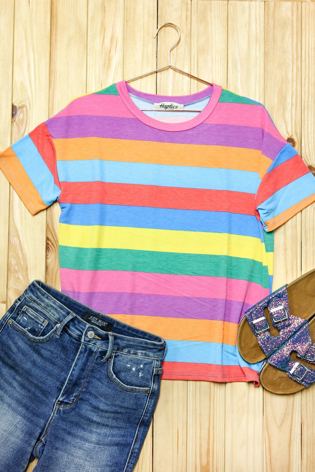 Step Into Spring Multicolor Stripe Terry Top (Open Pack)