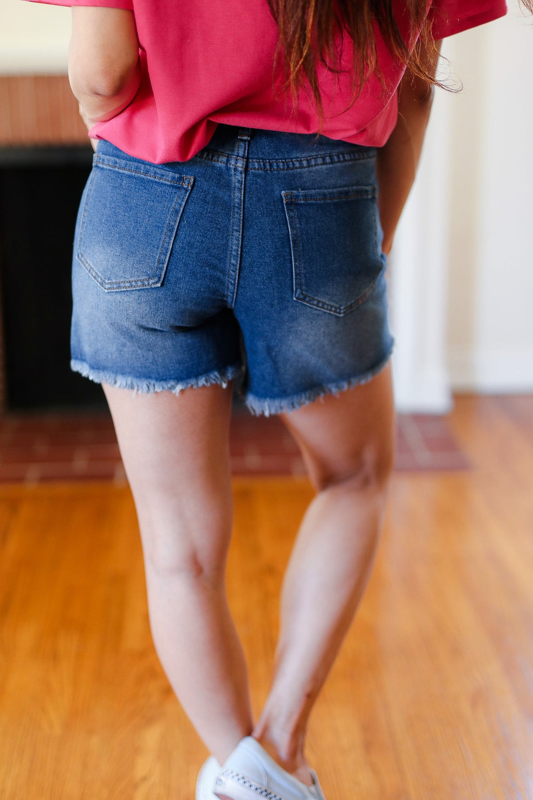 American Flag High Rise Frayed Hem Denim Shorts (Open Pack)