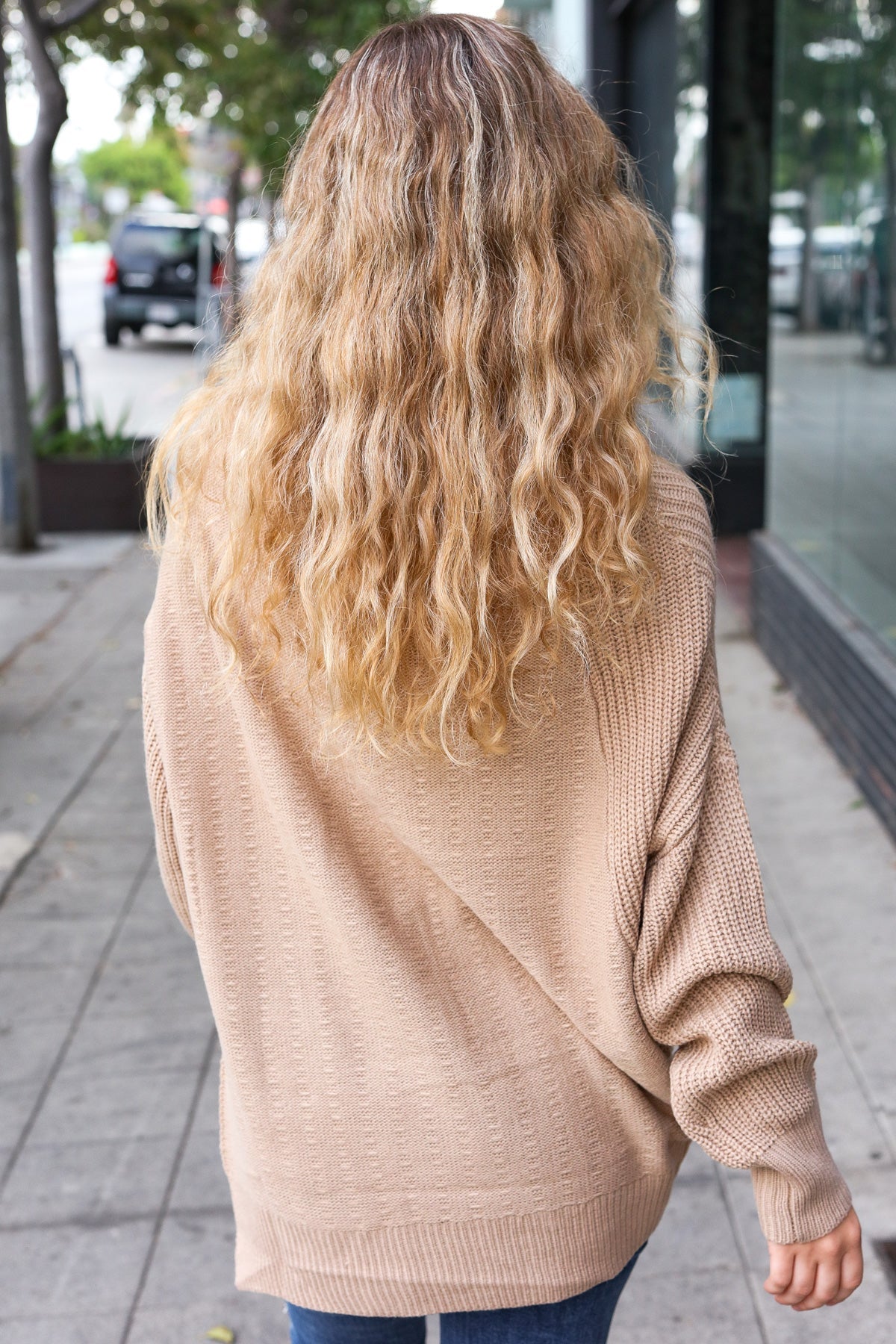 Autumn Vibes Taupe Asymmetrical Knit Sweater (Open Pack)