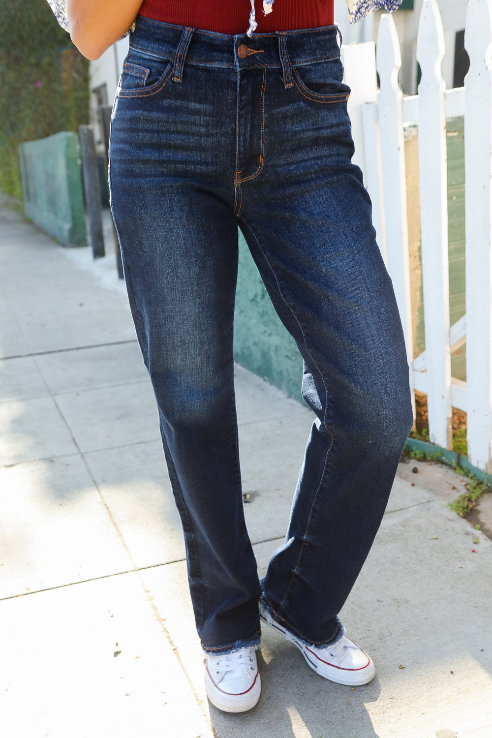 Judy Blue Midnight Horizon Mid Rise Straight Leg Denim Jeans (Open Pack)