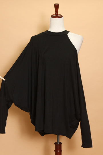 Plus Black Single Open Shoulder Sweater (4pc)