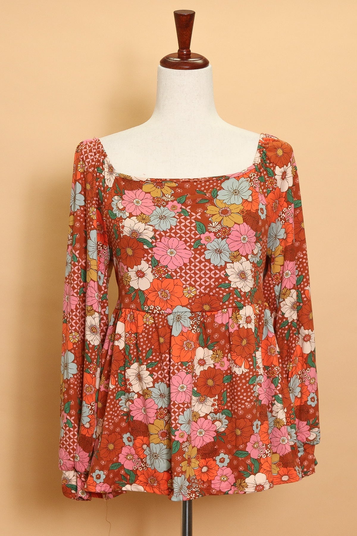 Floral Square Neck Blouse