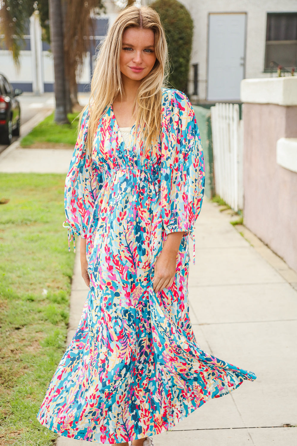 Star Struck Vintage Floral Midi Dress with Side Pockets (Open Pack)