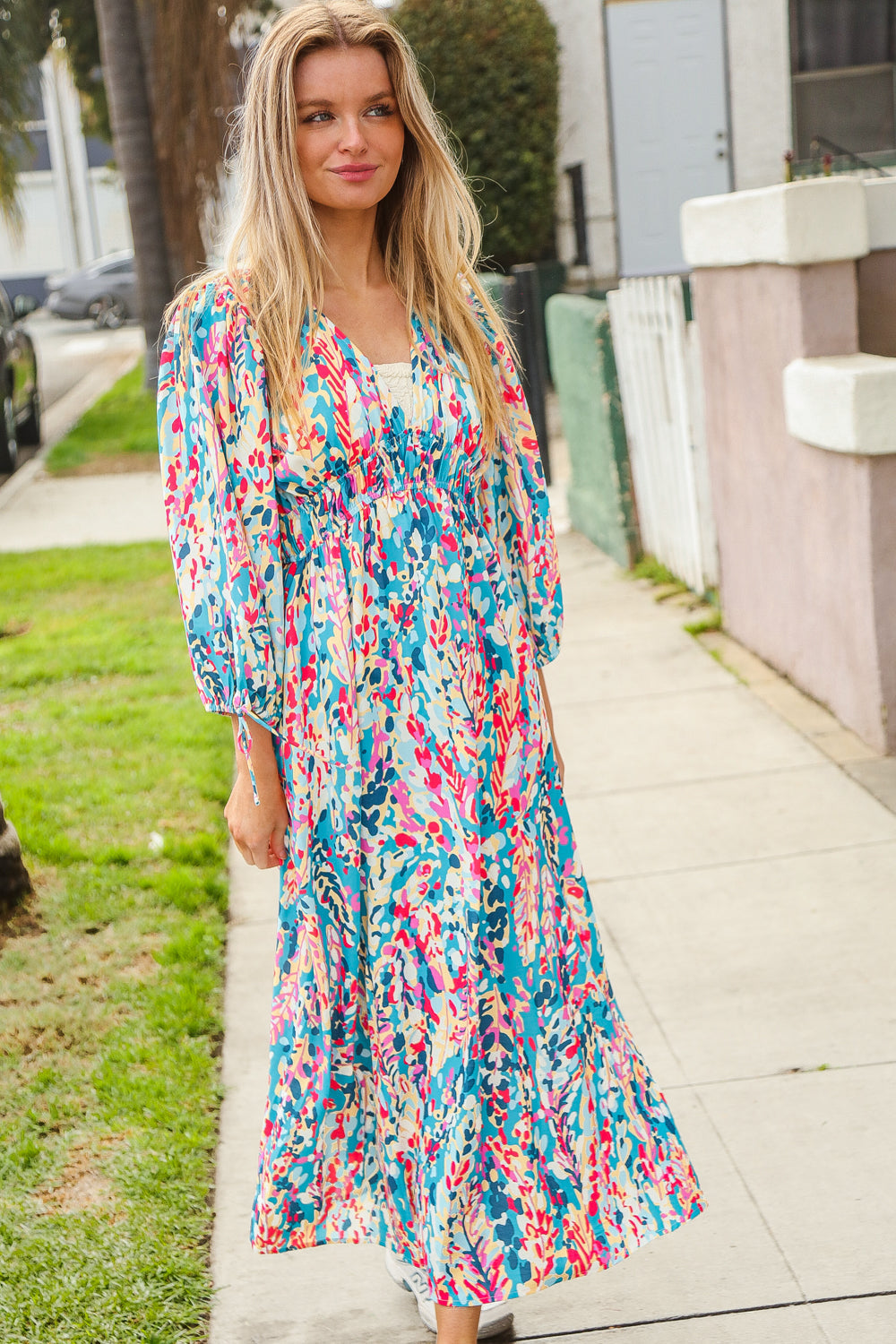 Star Struck Vintage Floral Midi Dress with Side Pockets (Open Pack)