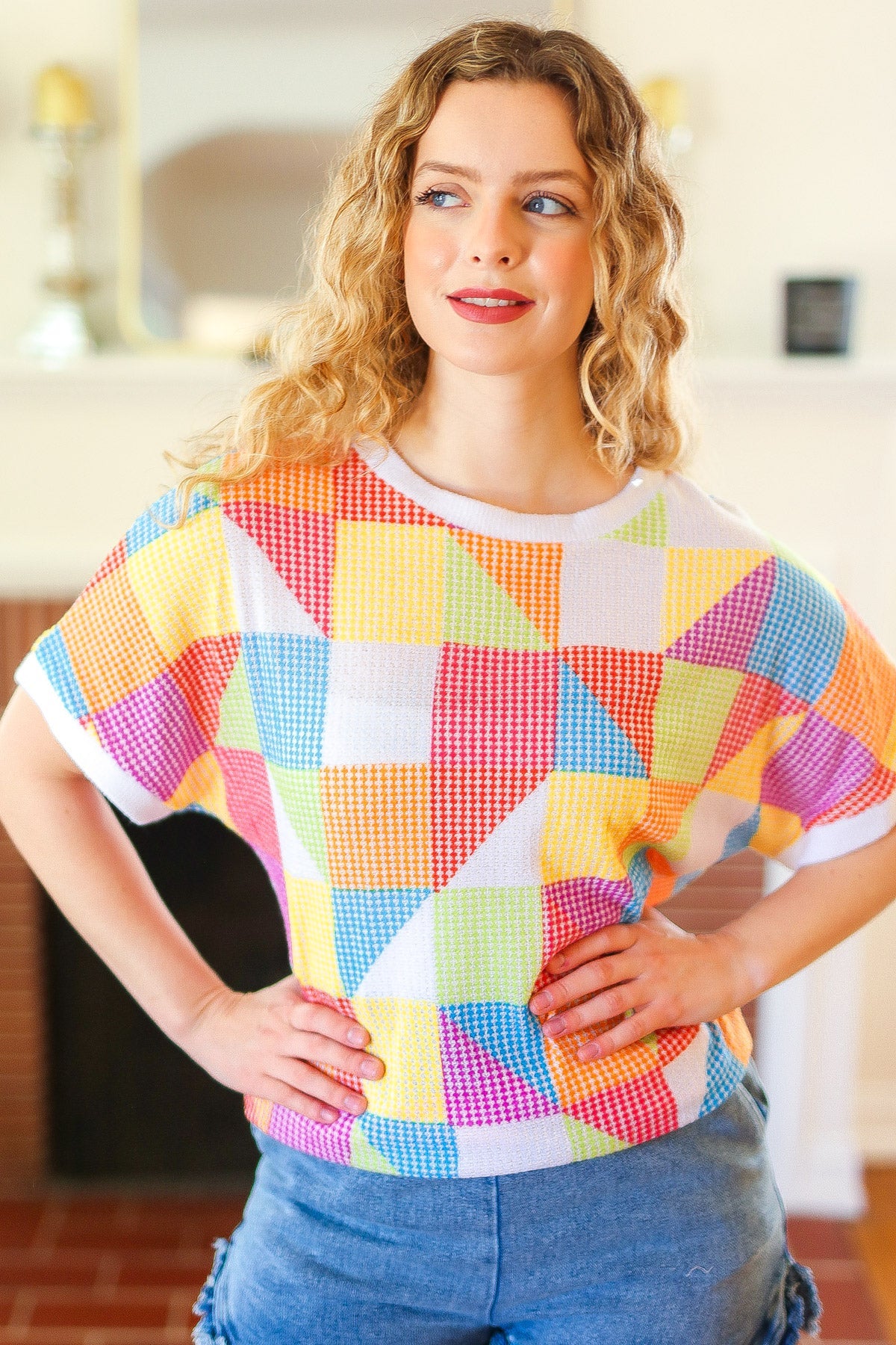 Geometric Print Multicolor Top