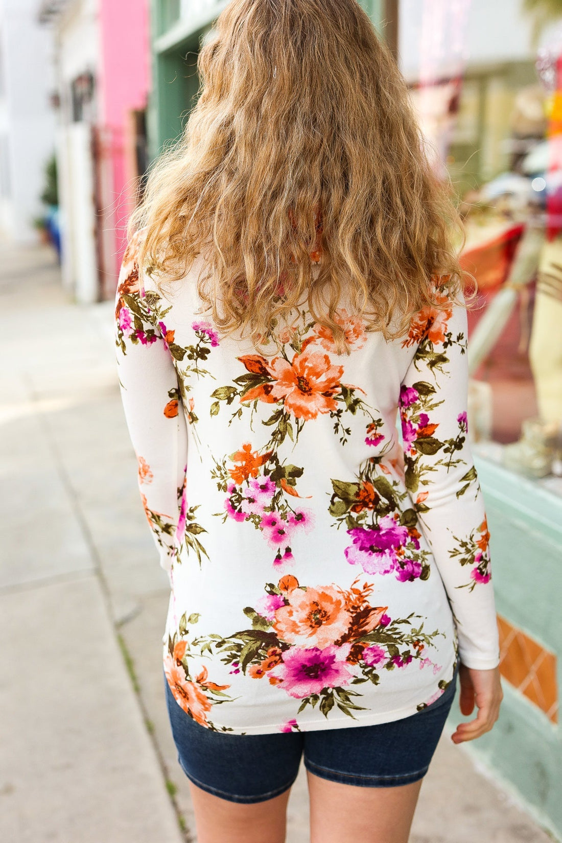 Just My Type Cream Floral Cowl Neck Sweater Top (Open Pack)