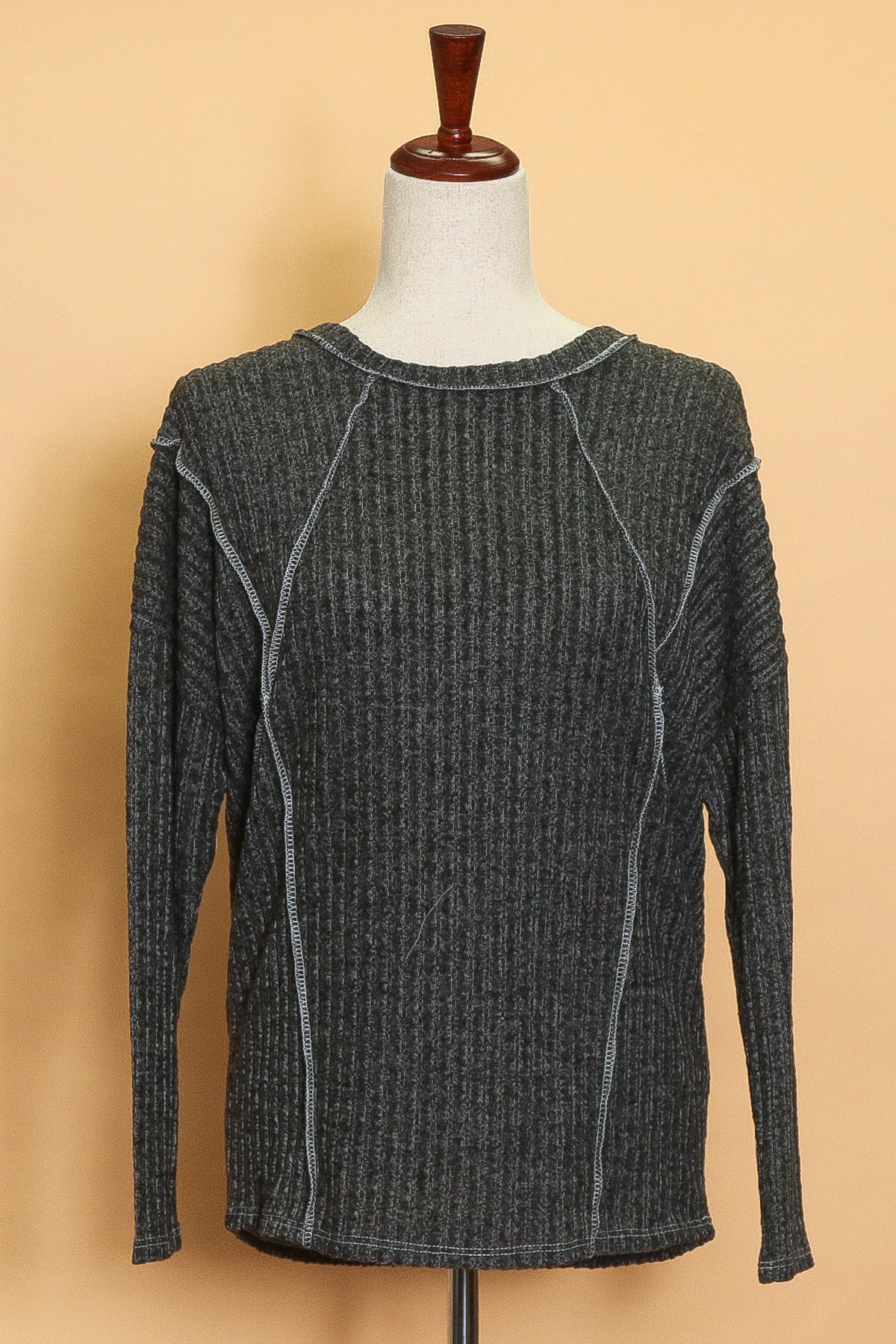 Exposed Seam Ribbed Sweater