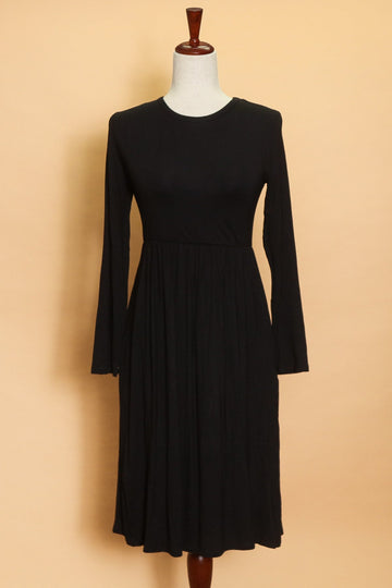 Black Long Sleeve Midi Dress