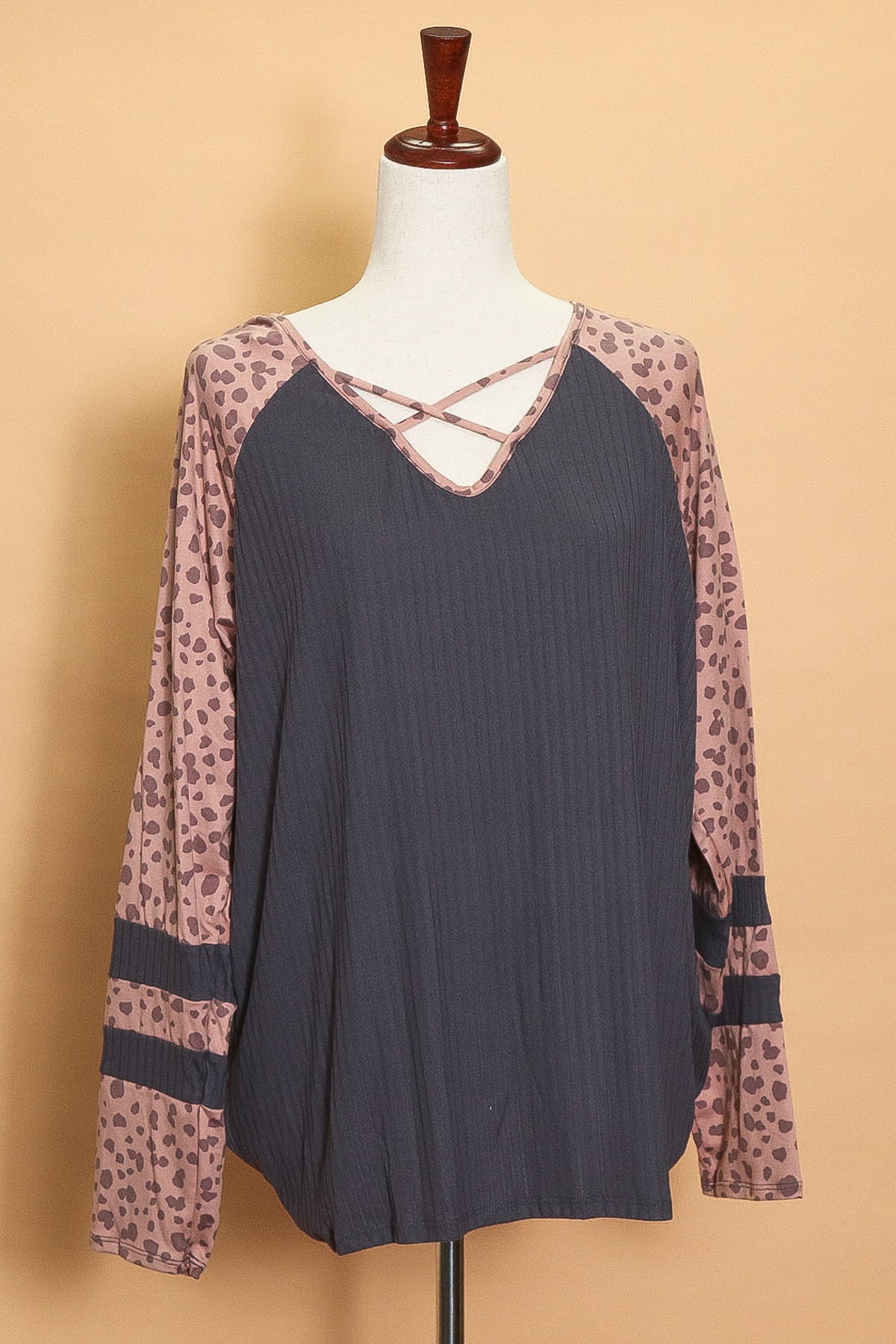 Plus Mauve/Charcoal Animal Long Sleeve (4pc)