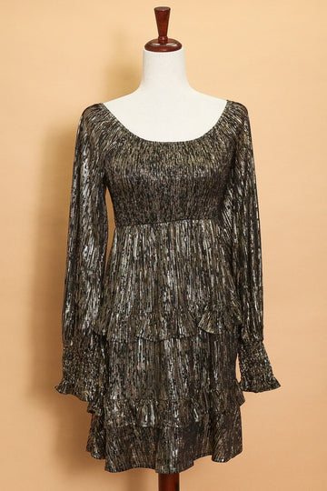 Plus Golden Shimmer Smocked Dress