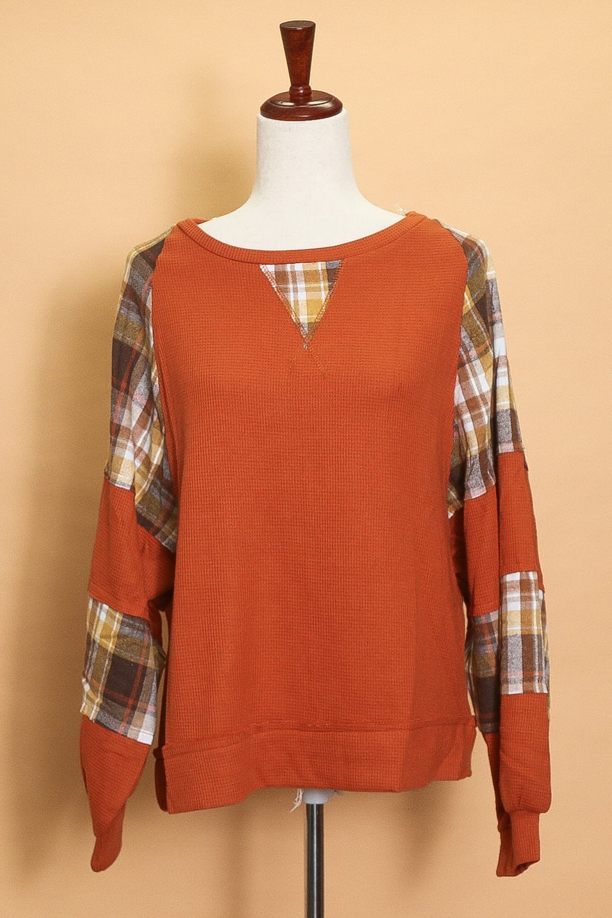 Plus Burnt Orange Plaid Thermal