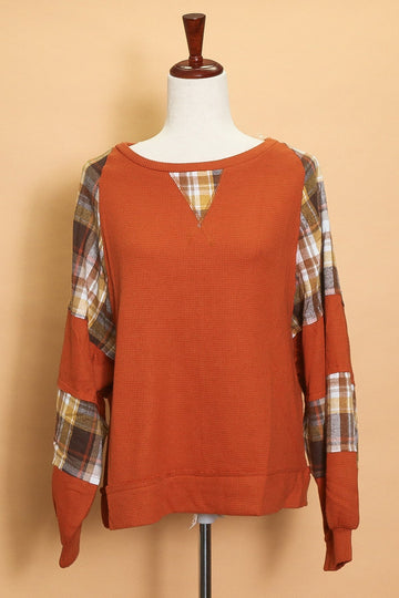 Plus Burnt Orange Plaid Thermal