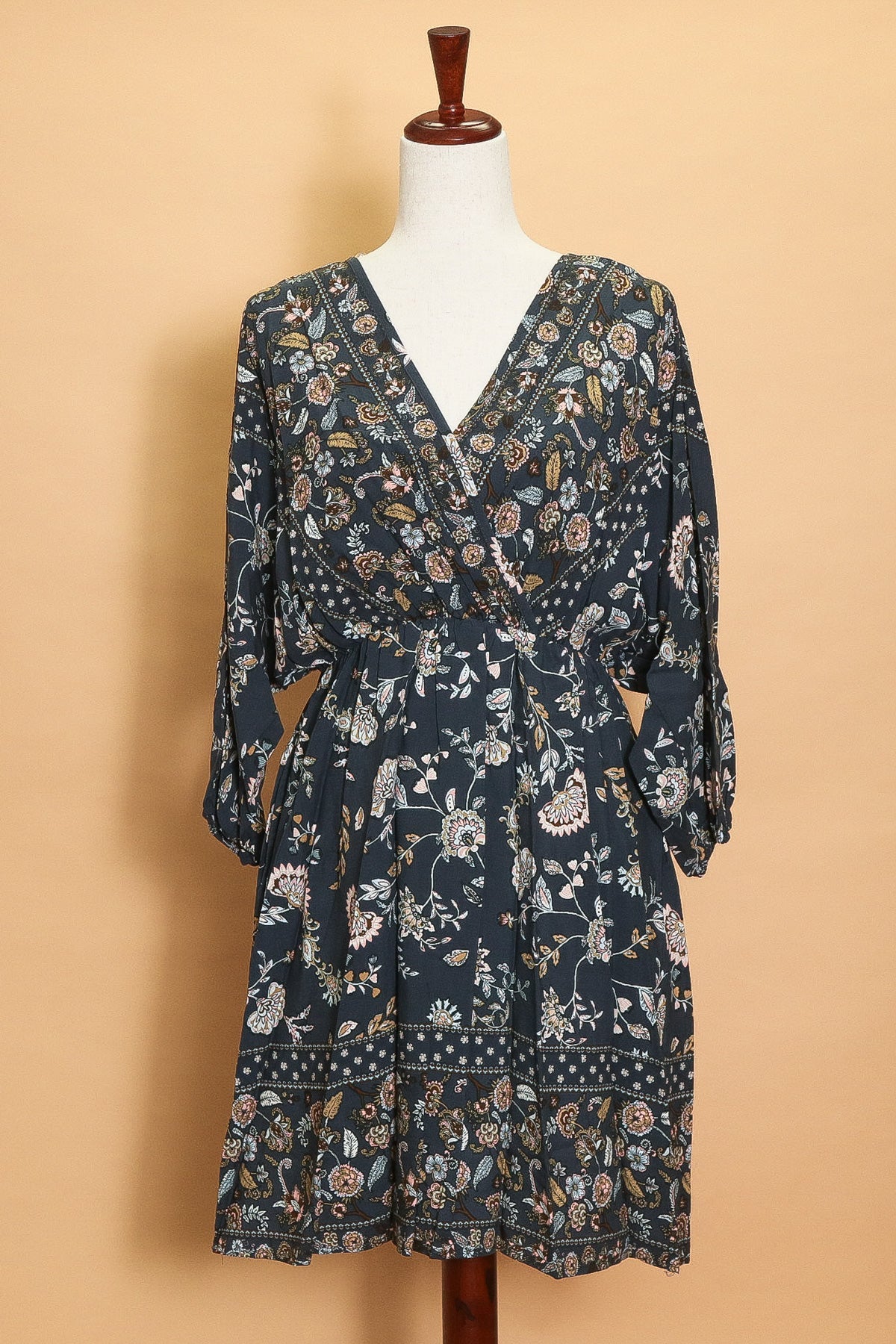 Plus Paisley Surplice Dress (4pc)
