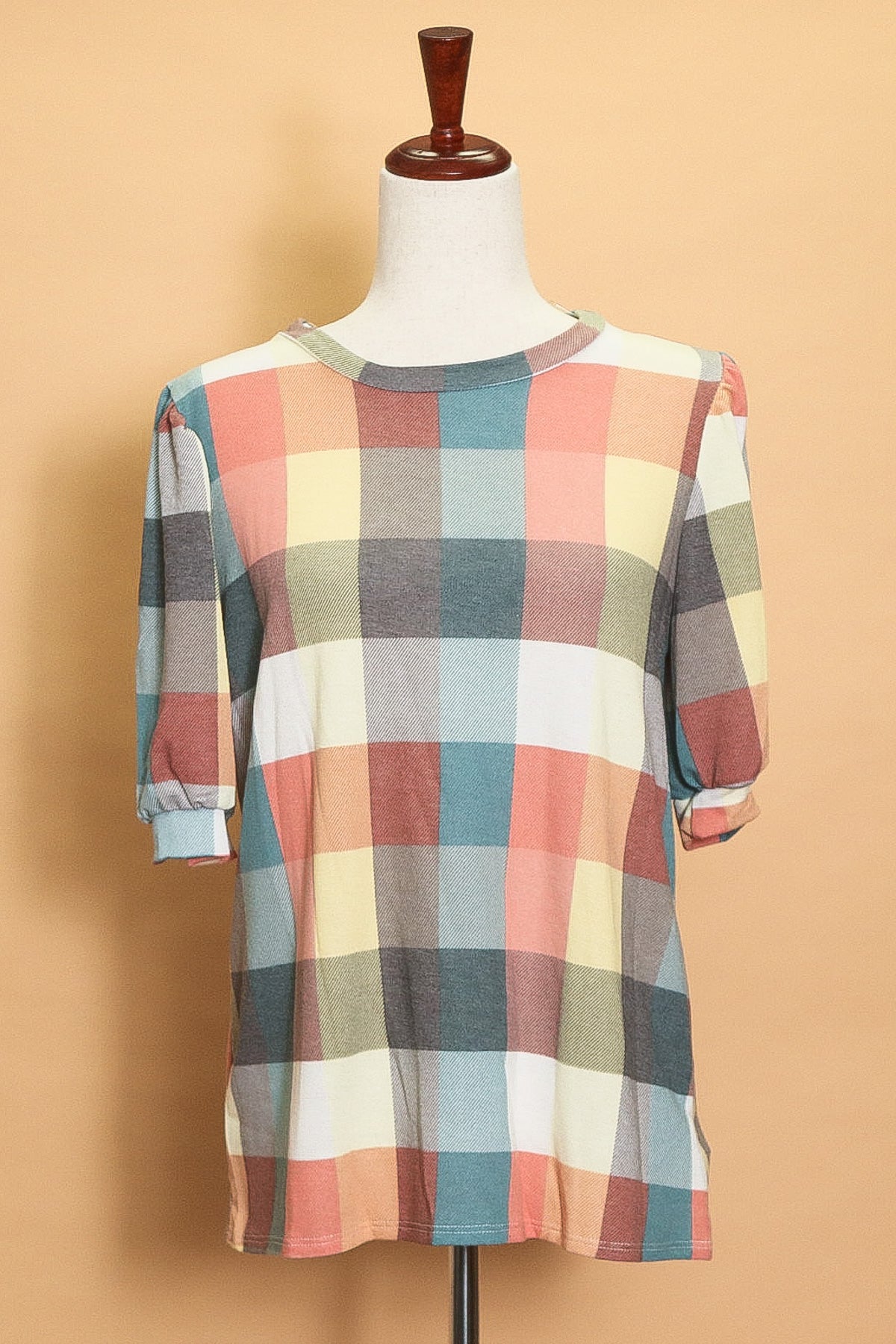 Multi Color Checkered Half Sleeve Blouse