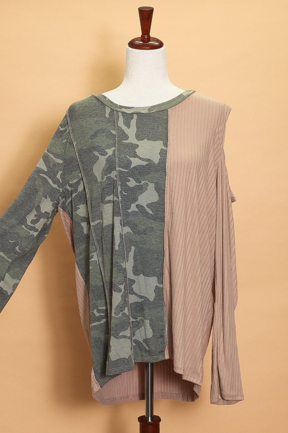 Plus Camo Ribbed Reverse Seam Long Sleeve (4pc)