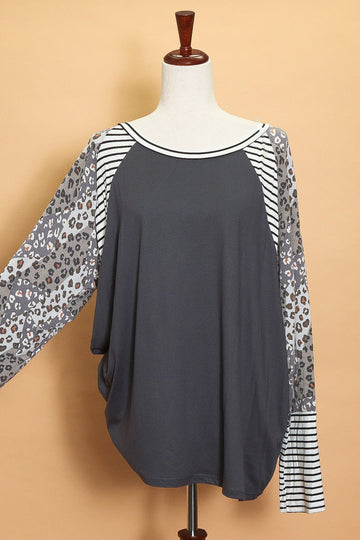 Plus Charcoal Animal Stripe Tee (4pc)