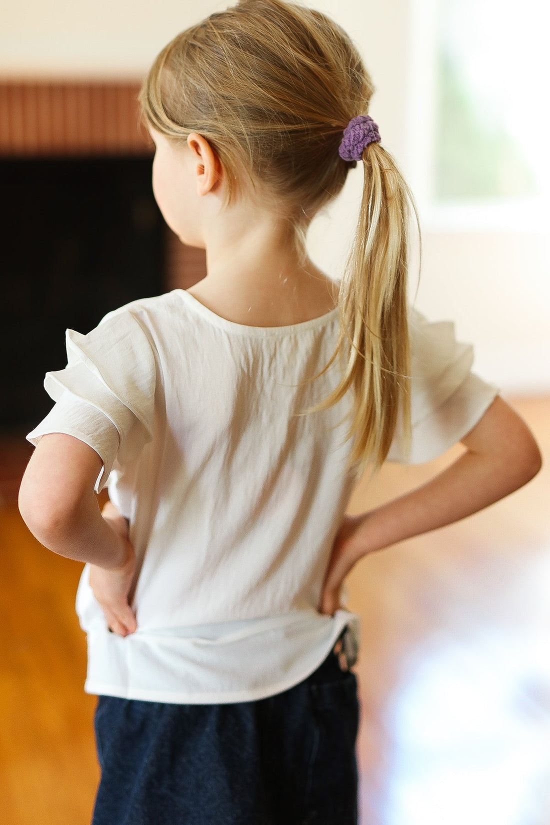 Kids Lovable Linen Feel V Neck Ruffle Sleeve Top (Open Pack)