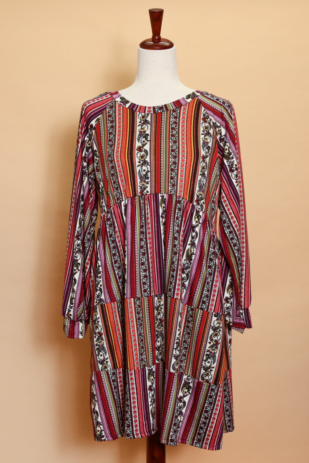 Tiered Long Sleeve Paisley Dress (5pc)