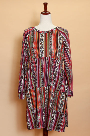 Tiered Long Sleeve Paisley Dress (5pc)