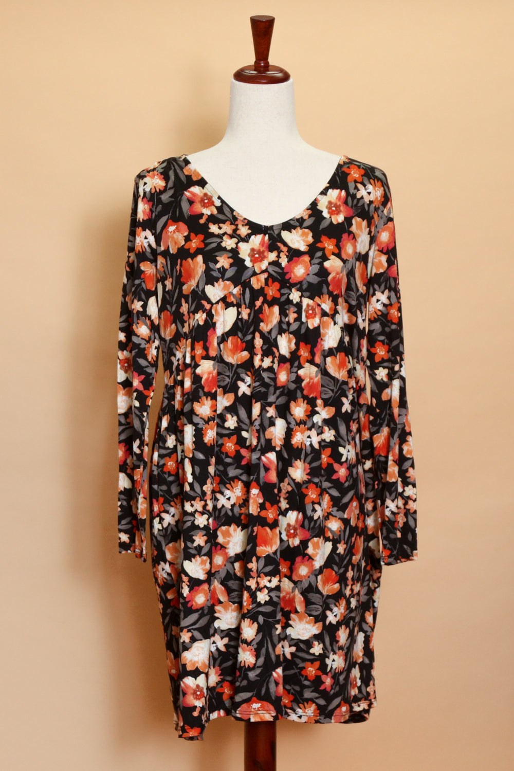 Black/Orange Floral Dress (5pc)