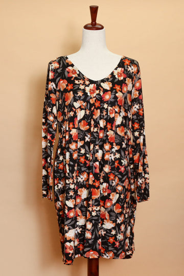 Black/Orange Floral Dress (5pc)