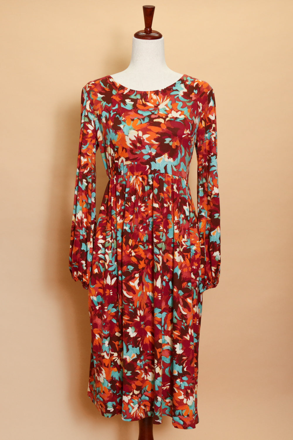 Fall Abstract Floral Dress (5pc)
