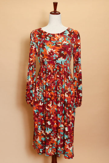 Fall Abstract Floral Dress (5pc)